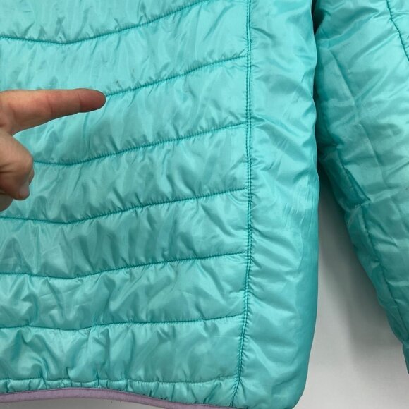 Eddie Bauer Coat Jacket Reversible Puffer Teddy Bear Girls size Large 14 16 Blue - Picture 9 of 16